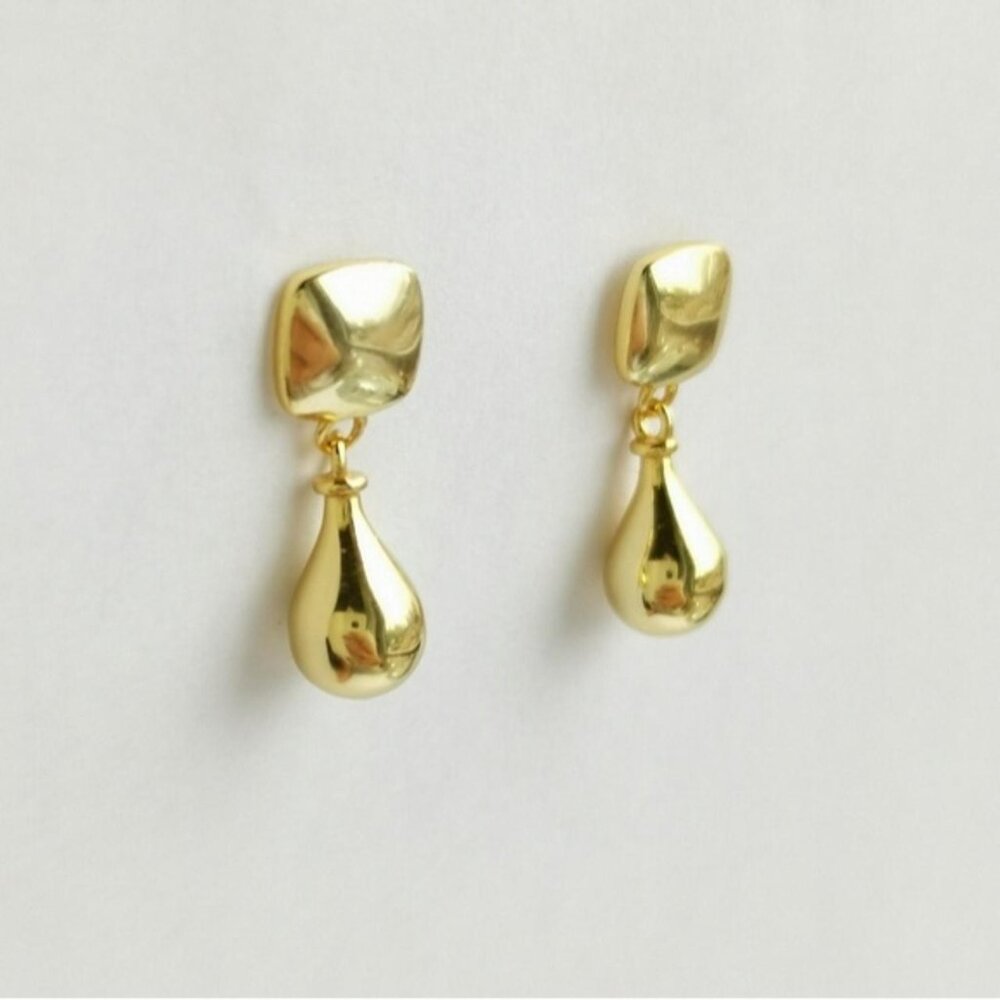 70s Retro Earrings in 14k Gold Vermeil on Sterling Silver - Picture 3 of 8